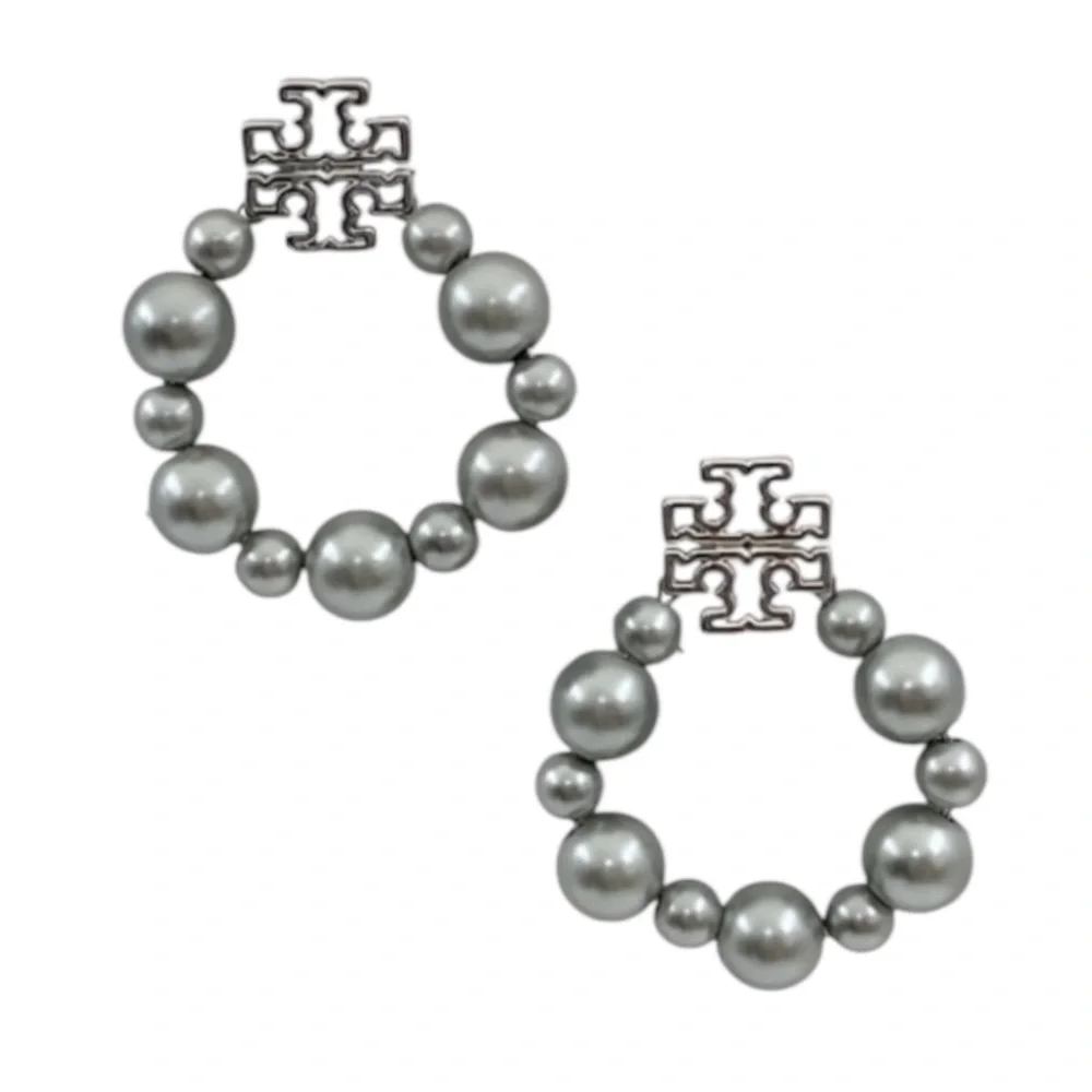 Tory Burch Britten Grey Pearl Statement earrings. NWOT